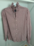 Lula’s Ruffled Shirt maroon & whie