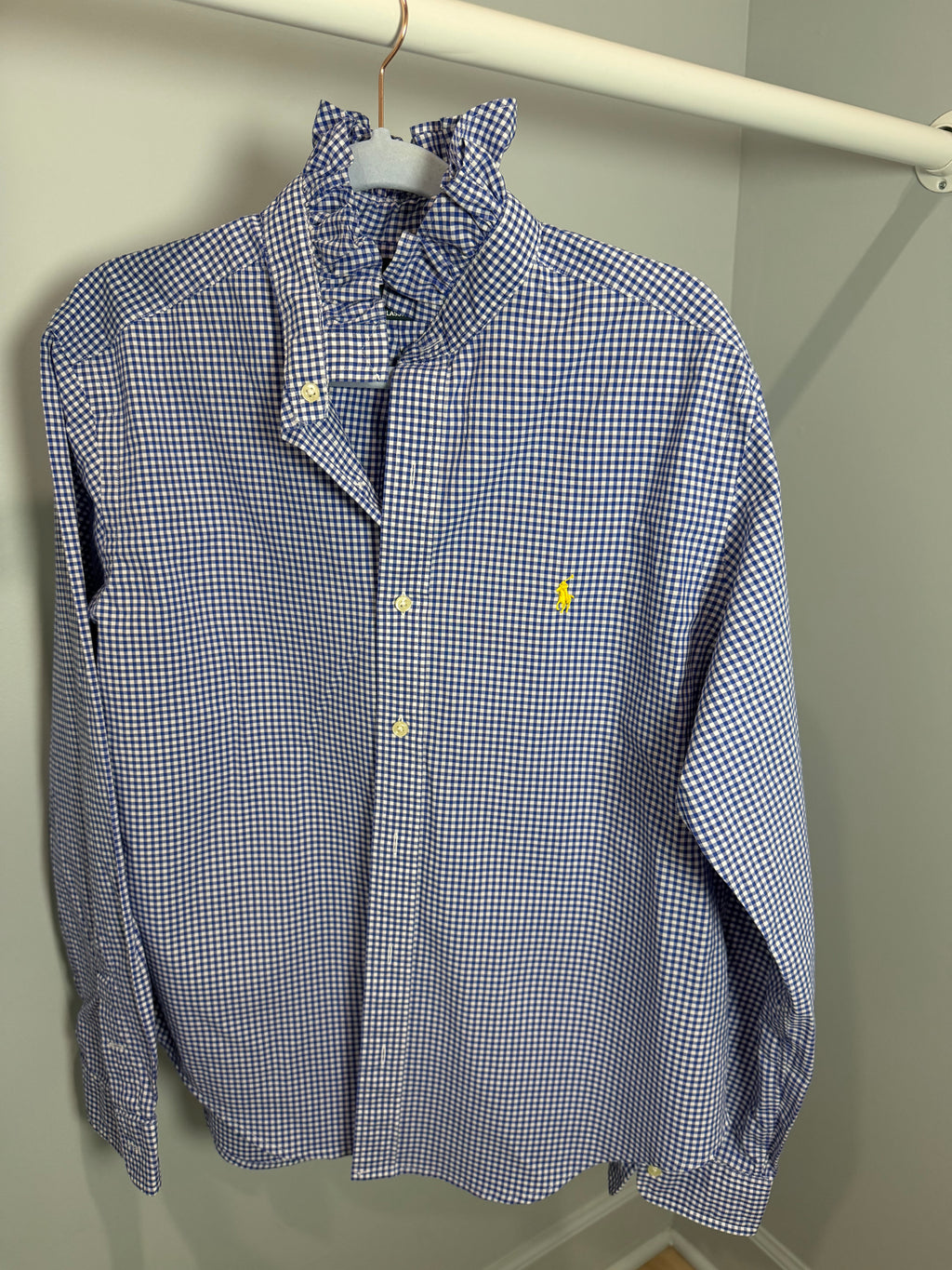 Lula’s Ruffled Shirt blue gingham