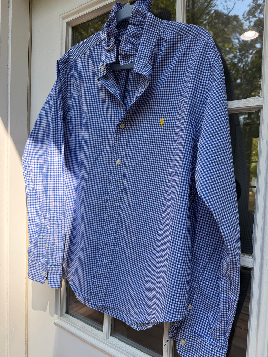 Lula’s Ruffled Shirt blue gingham