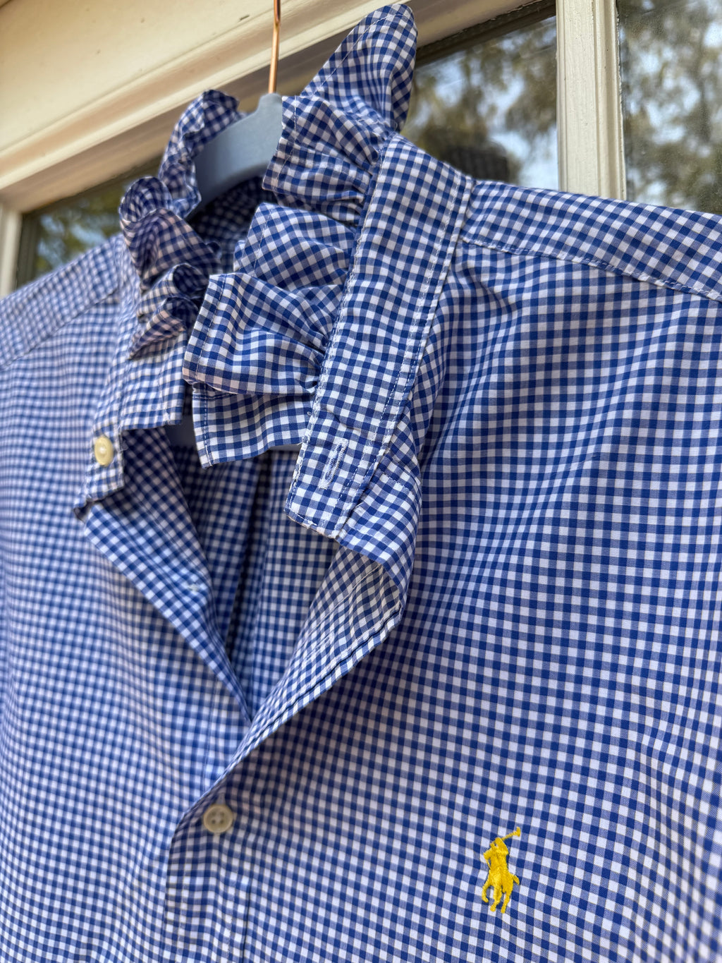 Lula’s Ruffled Shirt blue gingham