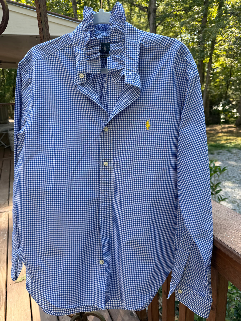 Lula’s Ruffled Shirt blue gingham