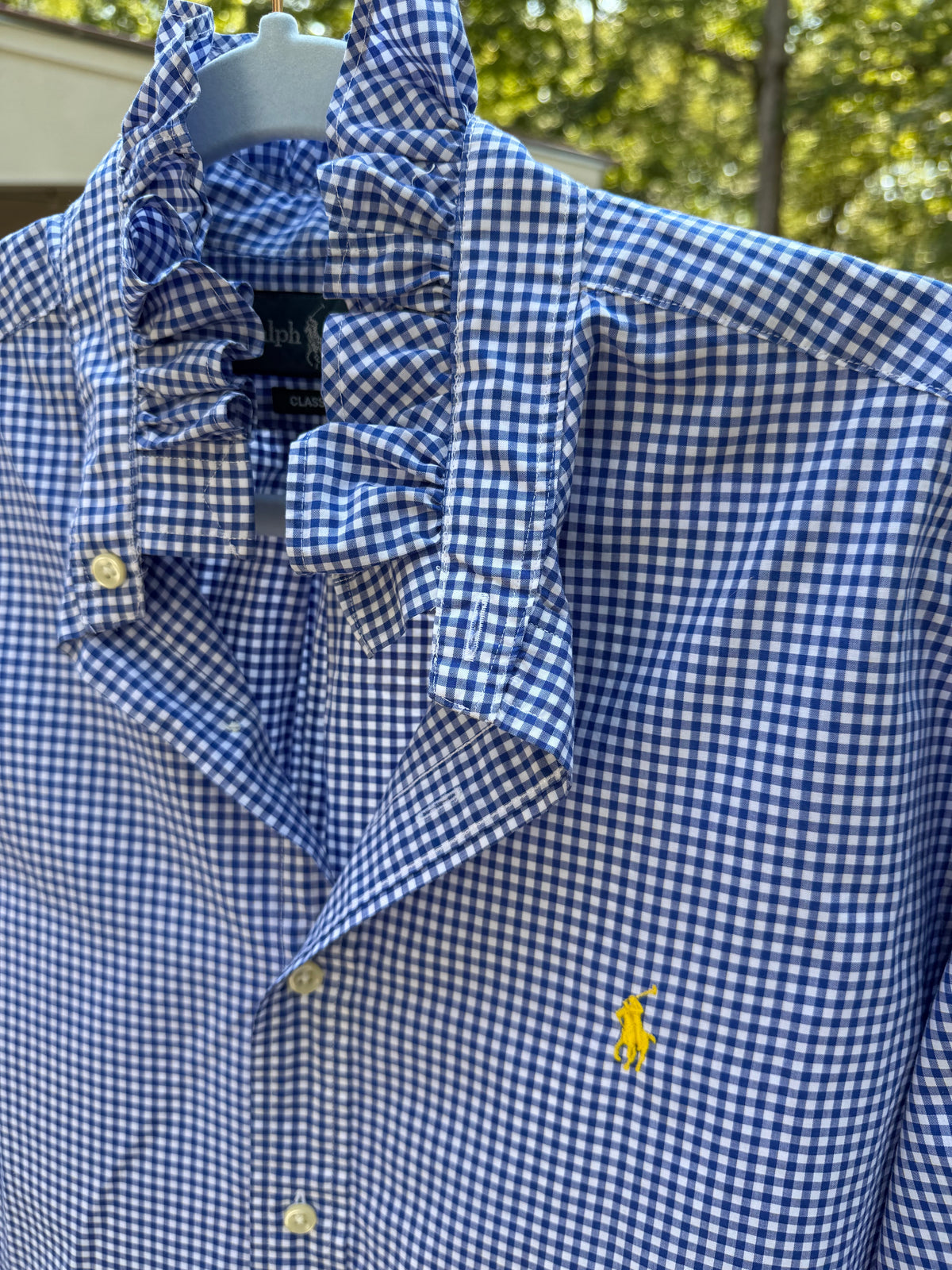 Lula’s Ruffled Shirt blue gingham